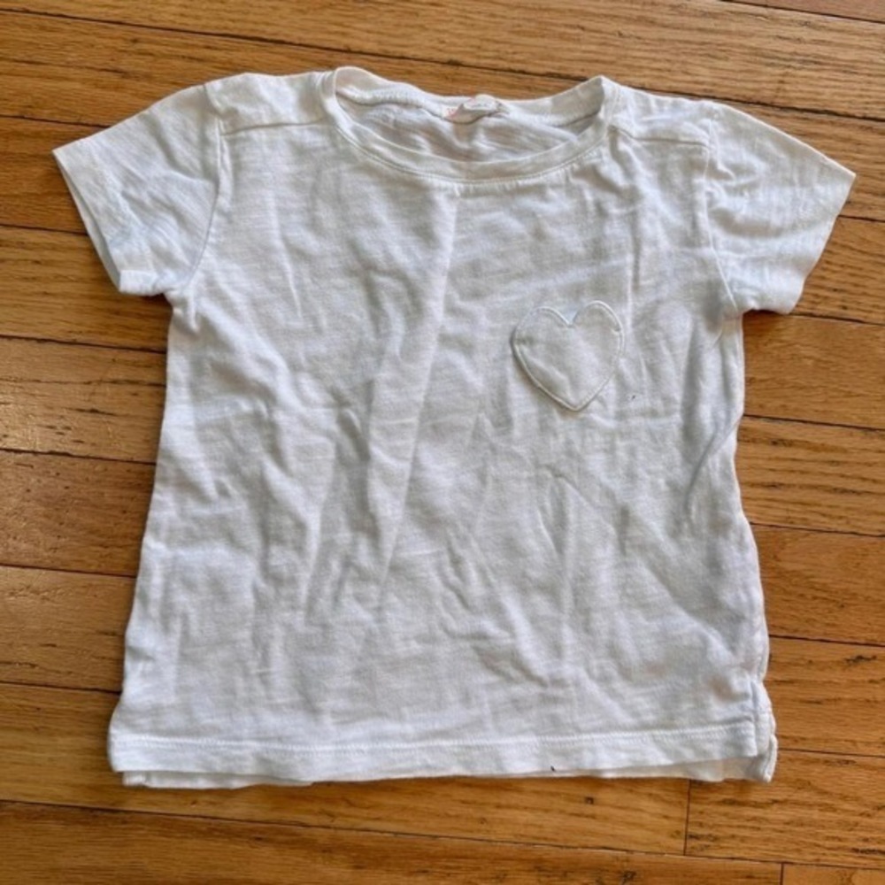 Crewcuts Everyday Kids White Slub‎ Cotton Heart Patch T-Shirt Size 3